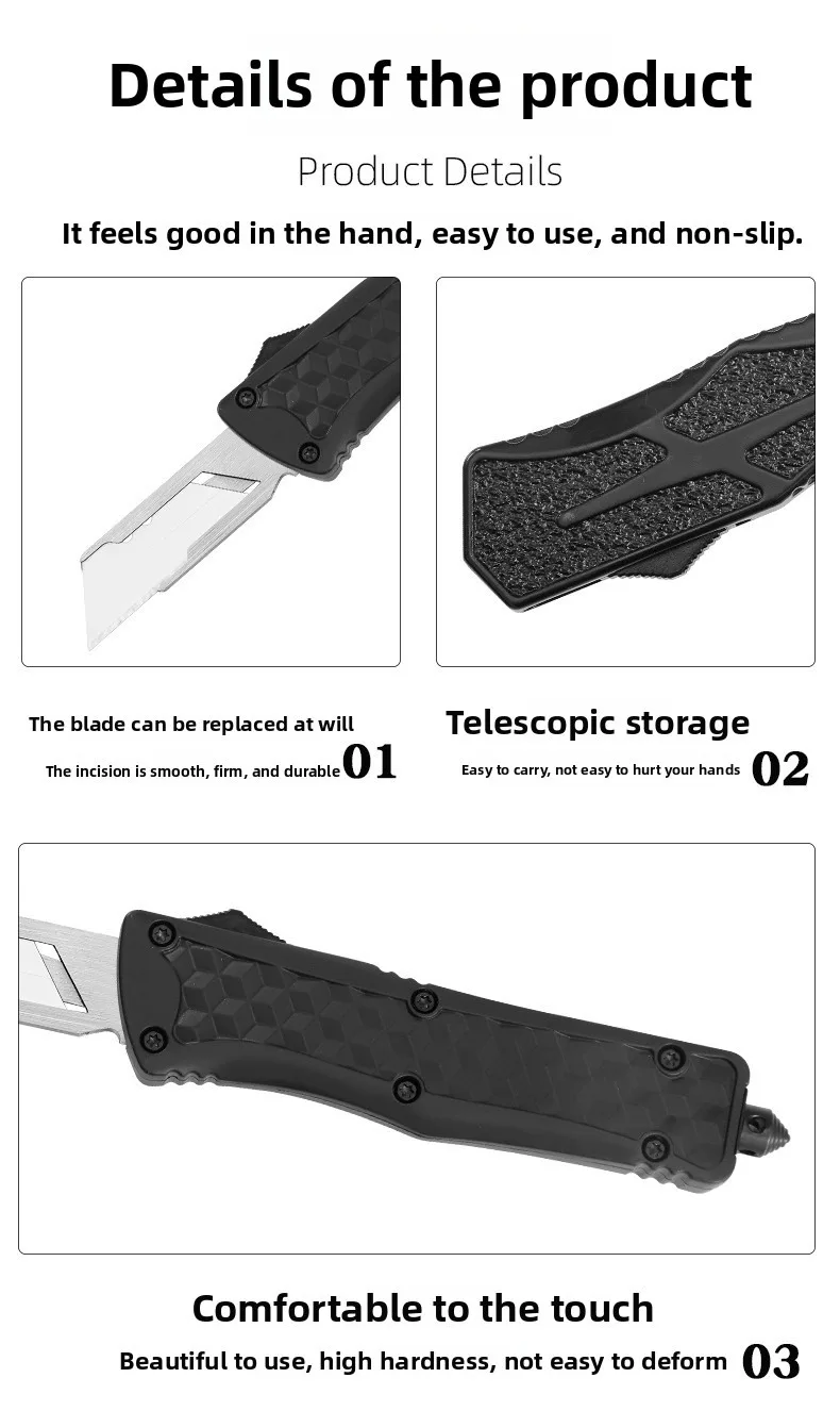 Kunstmesser, Multifunktionsmesser. Hochwertige Geschenkbox-Verpackung, mit 10 Klingen und einer Nylon-Messerhülle als Geschenk. – Detail 9