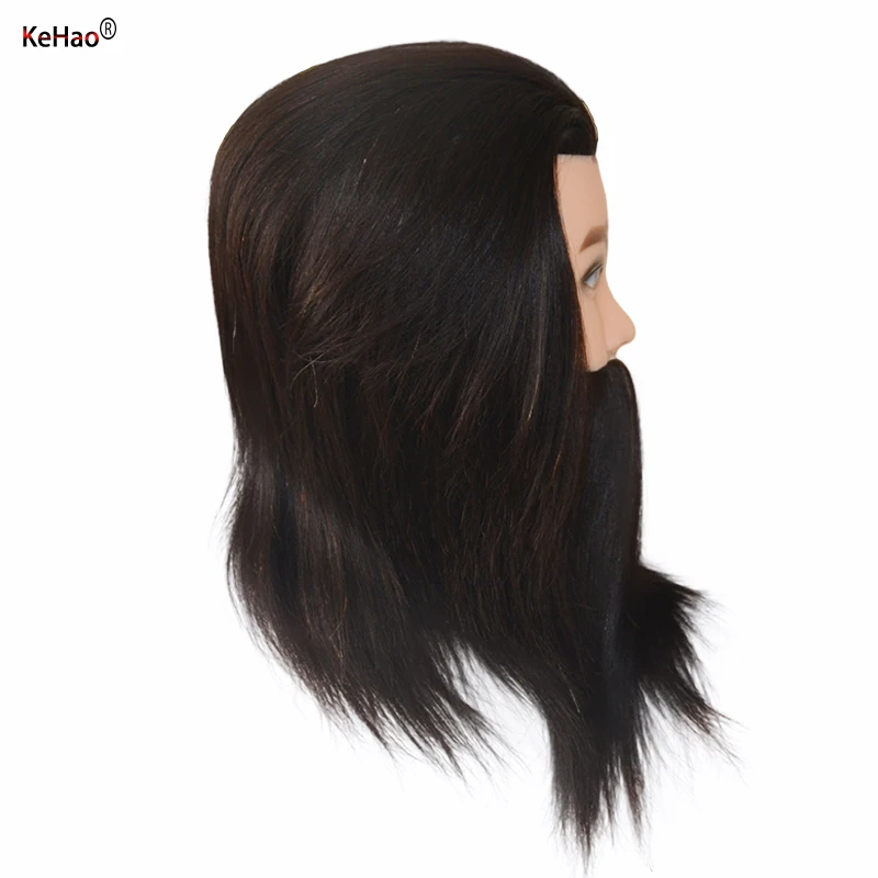 Male Mannequin Head With 100% Remy Human Hair Black For Practice Hairdresser Cosmetology Training Doll Head For Hair Styling