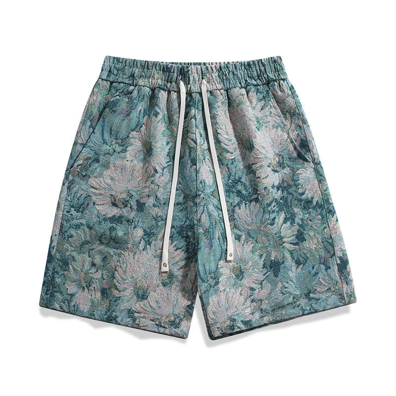 

Brand New Men Summer Loose Casual Shorts Floral Printed Cargo Shorts Elastic Drawsting Board Shorts Fashion Male Cotton Shorts