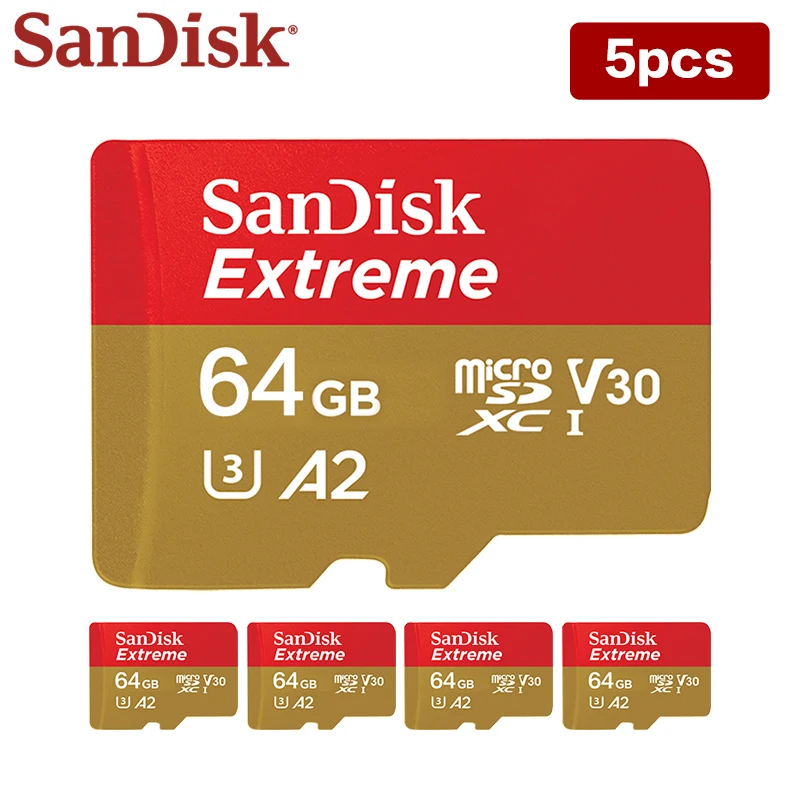 Tarjeta Micro SD SanDisk A2 memoria Flash extrema 32GB 64GB 128GB 256GB tarjeta TF venta al por mayor U3 V30 SDXC Mini tarjeta SD para teléfono tableta
