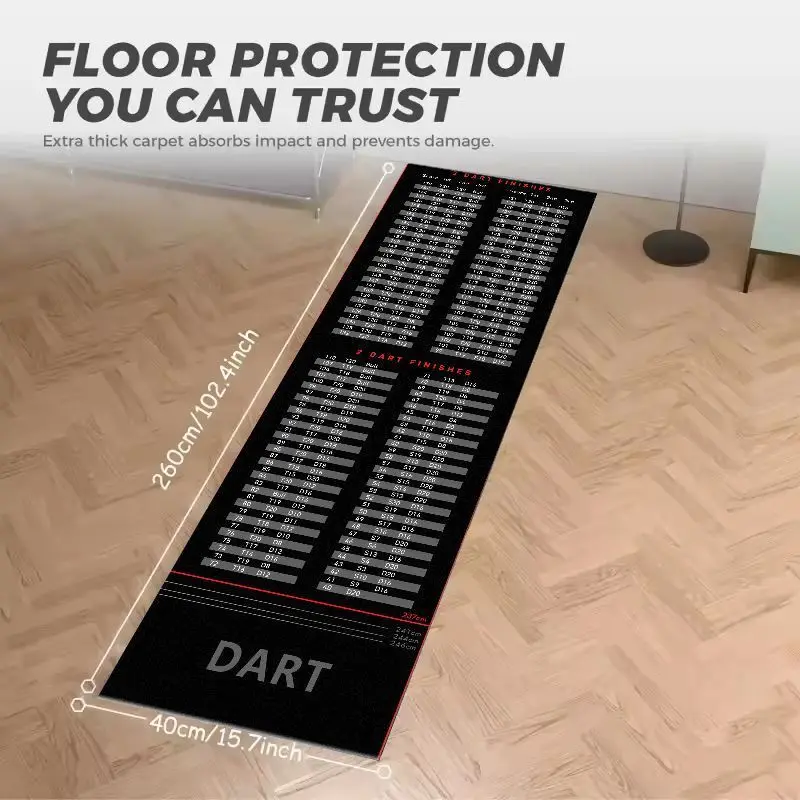 IKAMA Professional Dart Throw Mat 260×40cm Printed Score Reference Chart Wear Resistant Carpet For Pub Club Competition Practice