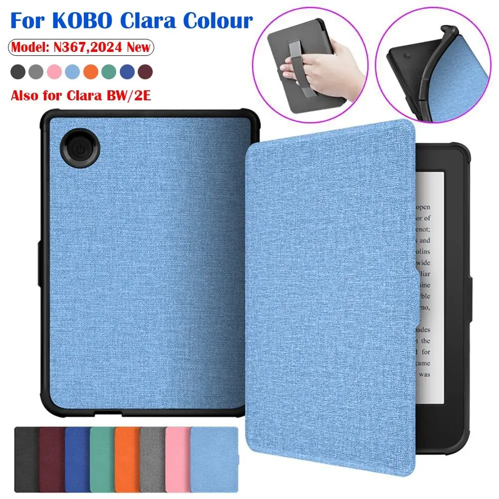 Suporte de mão 6 polegadas eReader Case Auto Sleep/Wake À Prova de Choque N367 Smart Cover TPU Anti Scratch para KOBO Clara Color/BW 2024