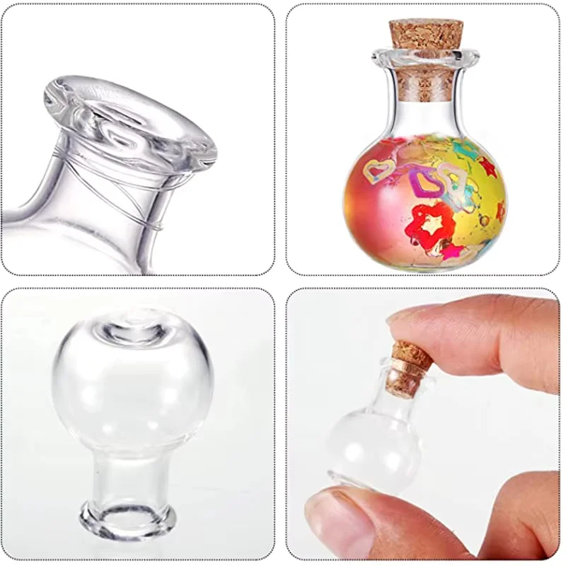 10 Stück kleine Glasflaschen, Miniatur-Fläschchen, Mini-Kork-Glasfläschchen für Hochzeiten – Detail 6