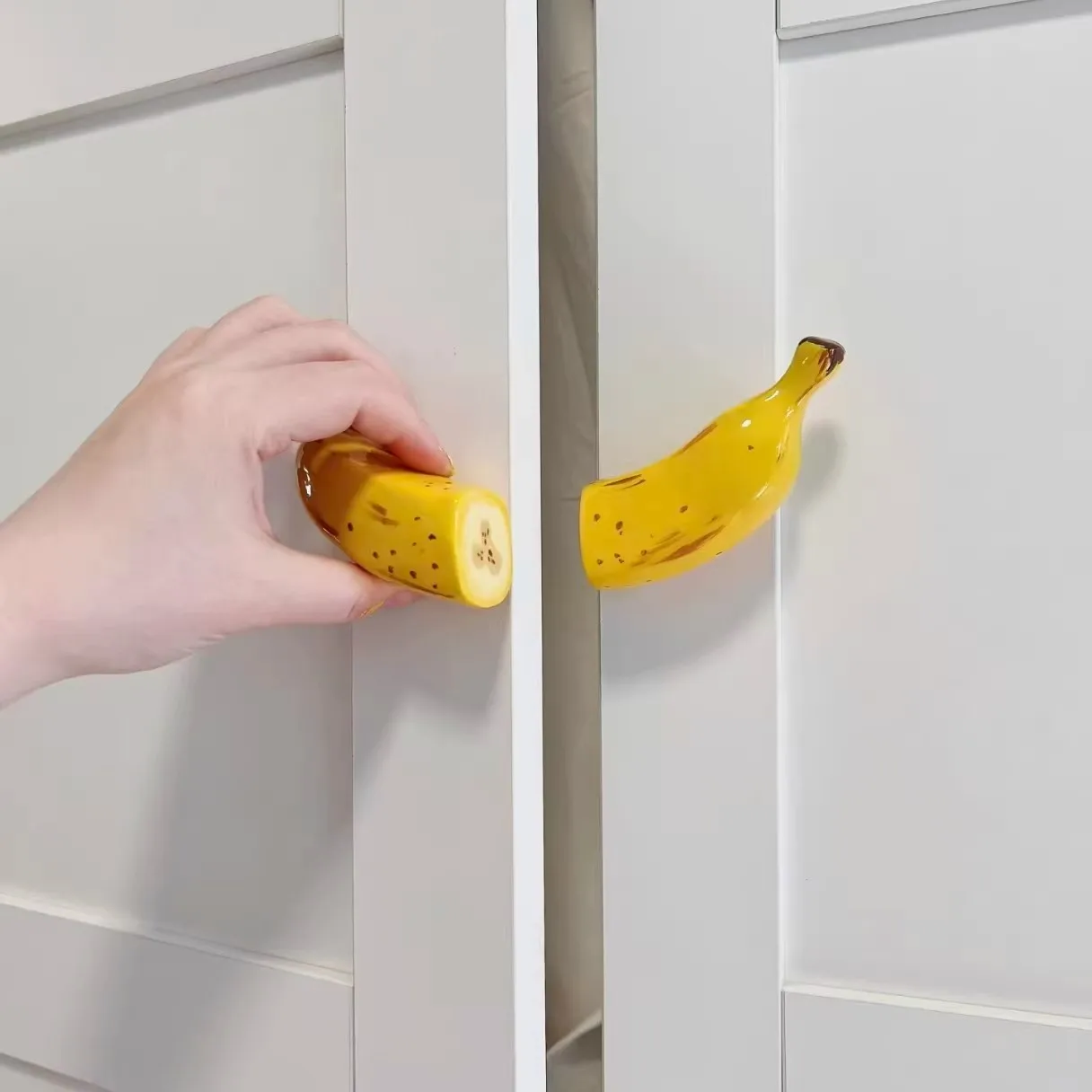 Cute Resin Banana Cabinet Knob Fruit‑Shaped Drawer Pull Home Decor Furniture Door Handle Single Hole, Novelty Fruit Knob