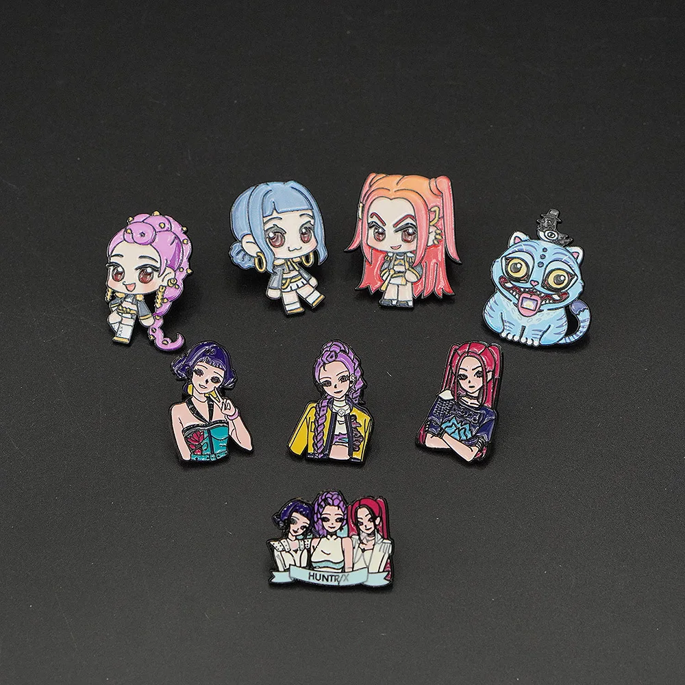 Épingles en émail pour Film animé, Badges de broche de dessin animé pour sac à dos KPOP chasseur de démons Cosplay, accessoires de bijoux à la mode, coffret cadeau 8 pièces
