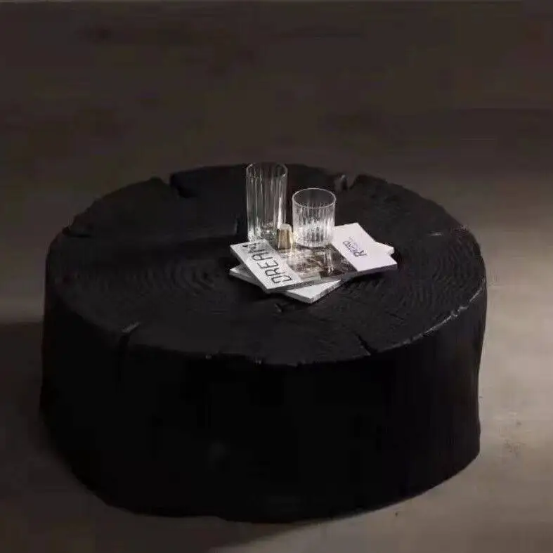 !@Silent Wind Original Natural Round Carbonized Solid Wood Tea & Coffee Table Designer Creative Home Furniture