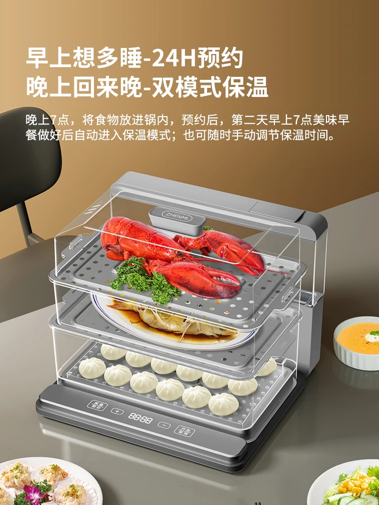 Zhen mi vapor de alimentos máquina fazer a vapor elétrico mi ng pote bun cozinhar bolinhos cozinha camadas eletricidade mais quente