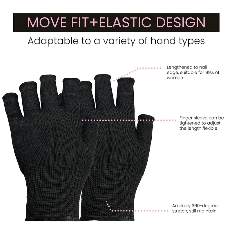 1 Pair of Black Wear-resistant Work Gloves for Women and Men Knitted Nylon Breathable Elastic Outdoor Protective Gloves