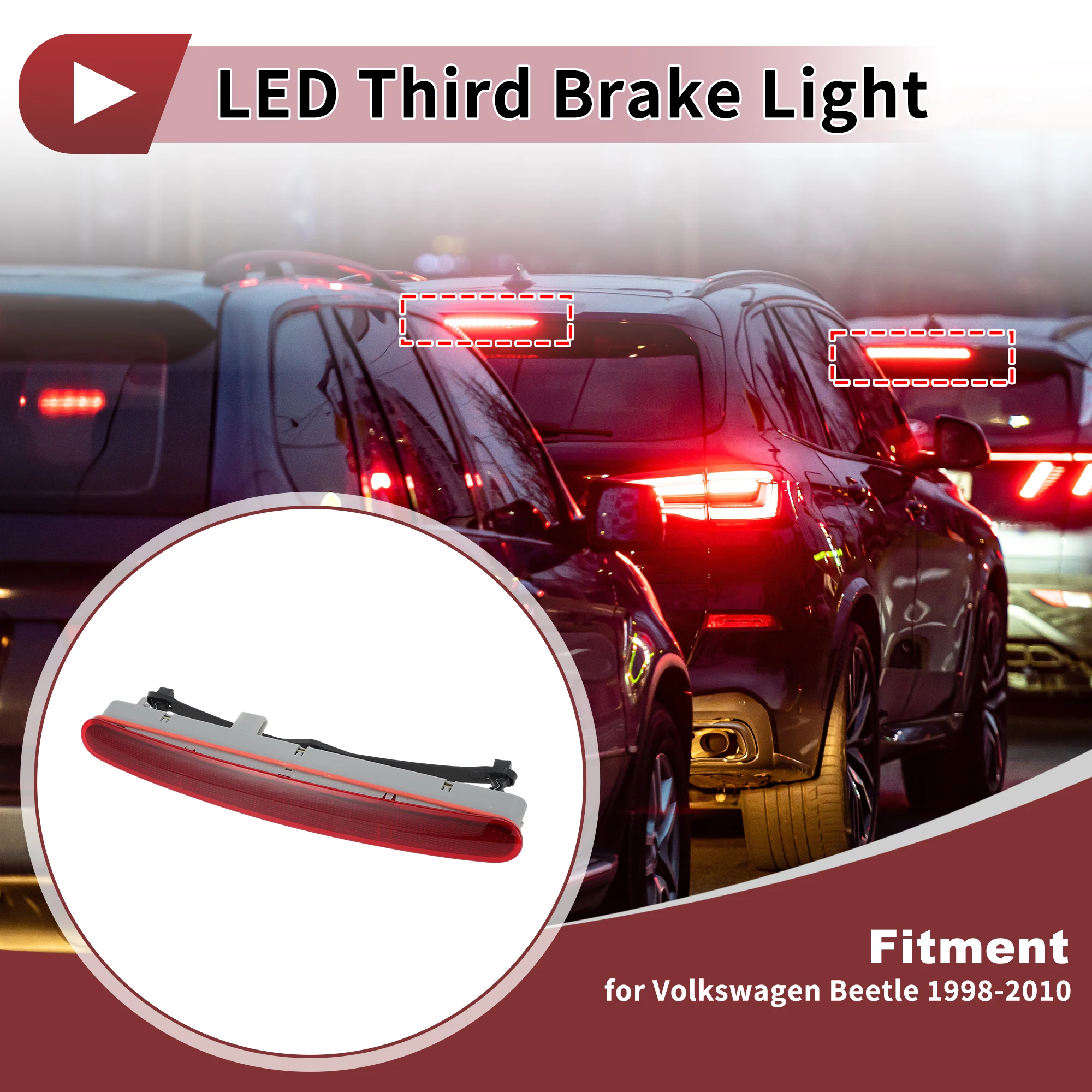 UXCELL High Mounted LED Third Brake Light for Volkswagen Beetle 1998-2010 1C0945097E