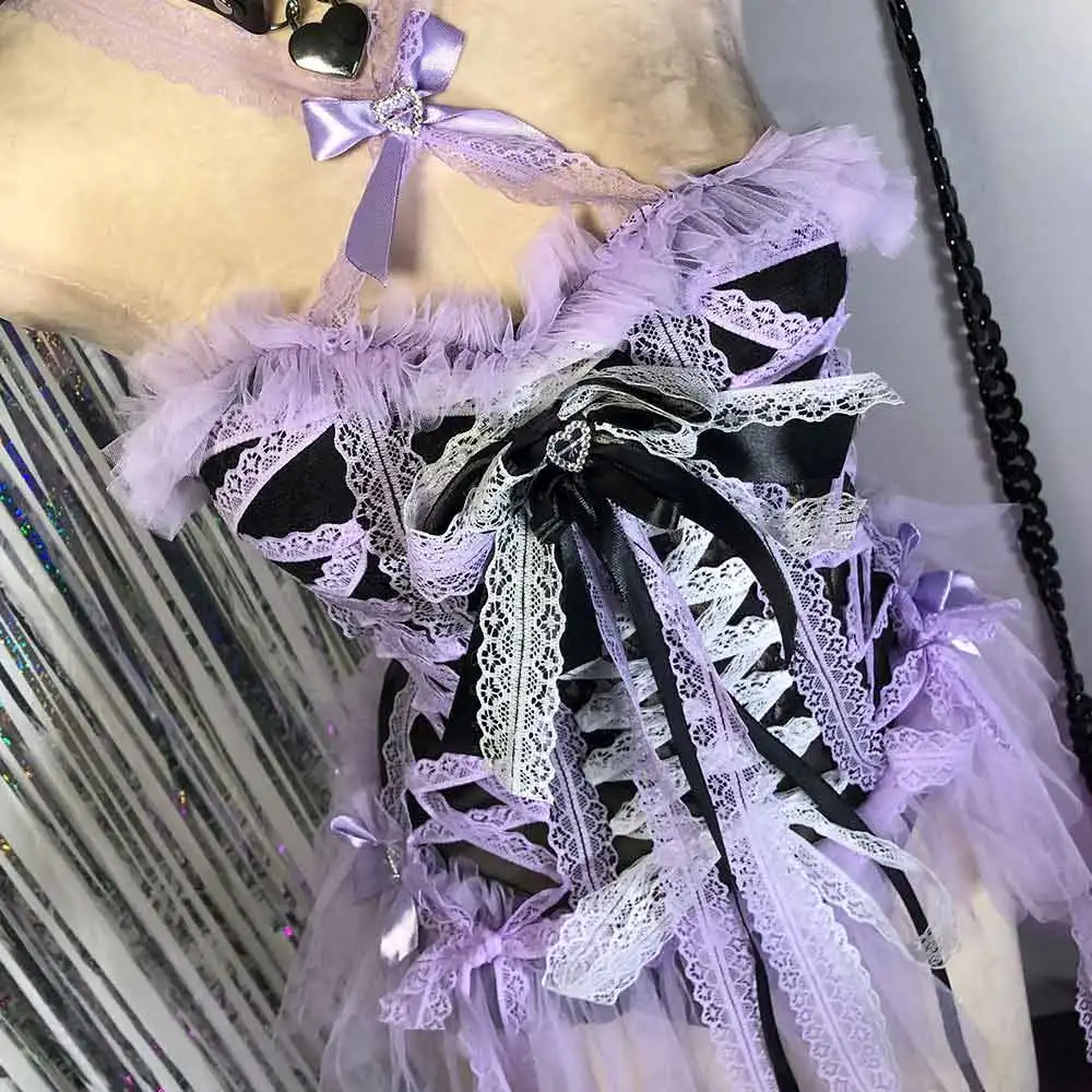 E-Girls Vintage 90s Heart Eco Grunge Kawaii Harajuku Y2K Lace TOPS Gothic Dress DIY Emo Bow Punk Rock Hand Made Goth