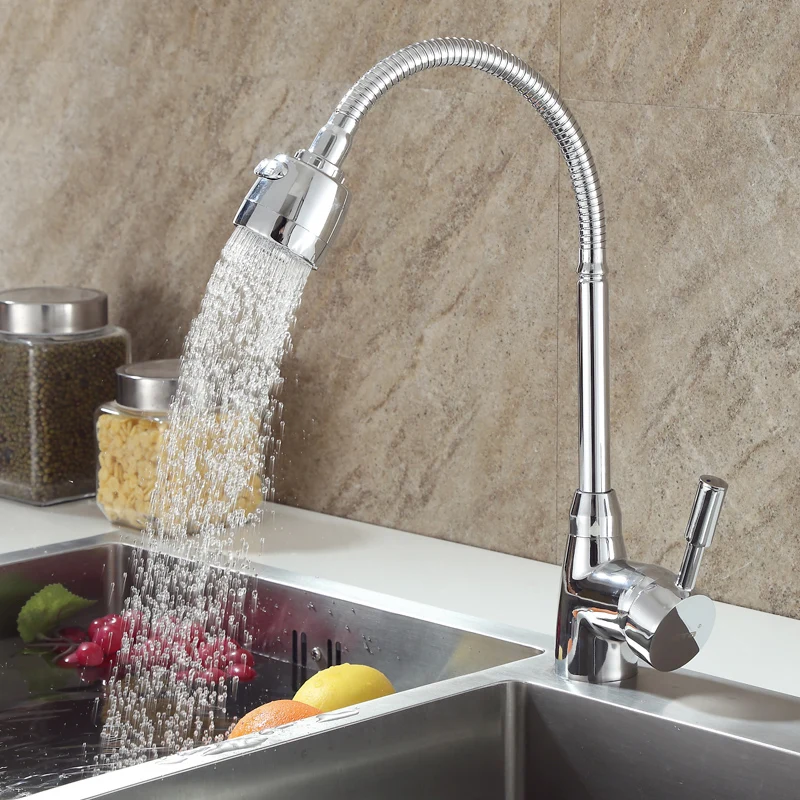 360° Rotatable Sink WashBasin Faucet 2 Modes Spray Bathroom Mixer Tap Single Handle Chrome Kitchen Faucets Deck Mounted