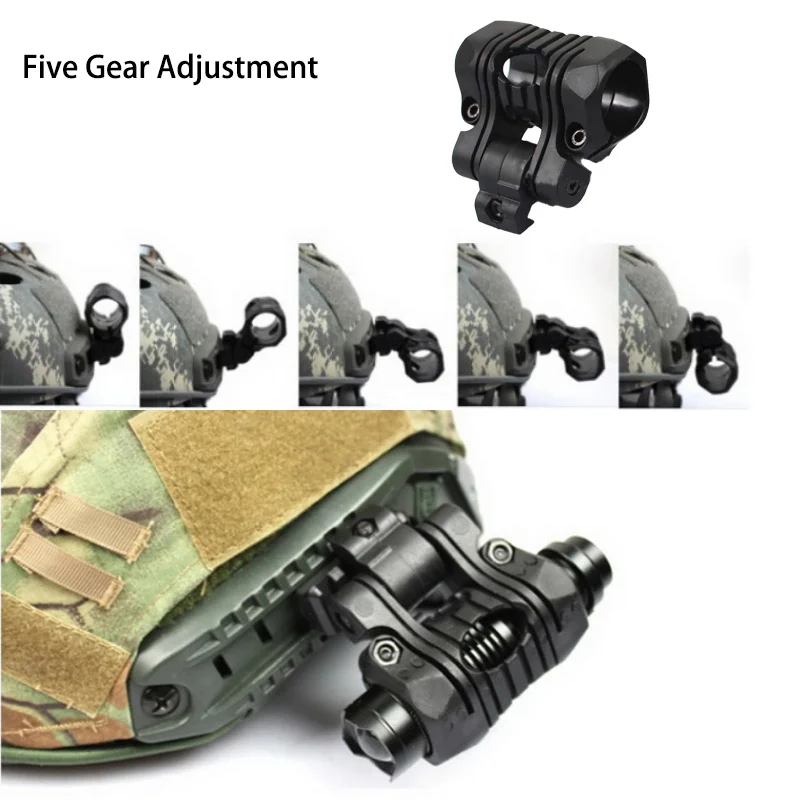 Helmet Light Mount Tactical Flashlight Bracket Five Gear Adjustment With 20mm Rail For Hunting MICH AE