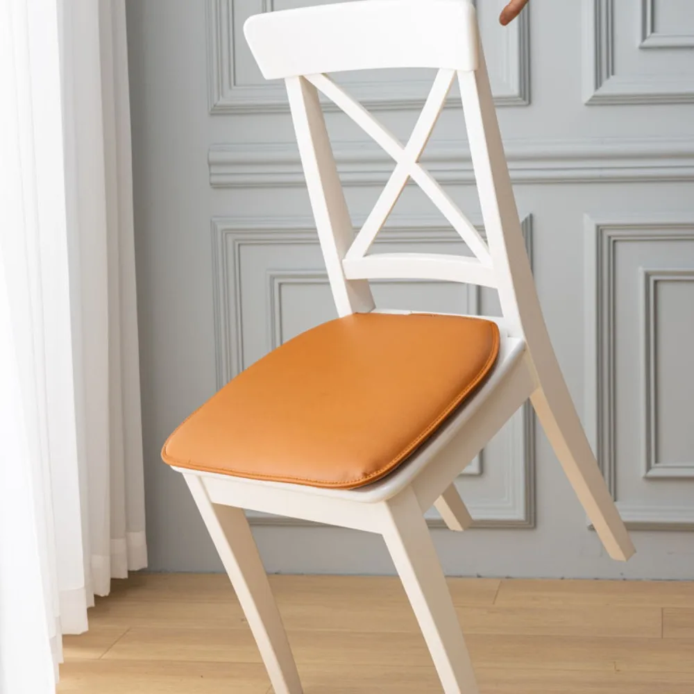 Waterproof D-Shape PU Leather Seat Cushion Non-slip Dirt-resistant Table Chair Mat Thickened Solid Color Dining Chair Cushion