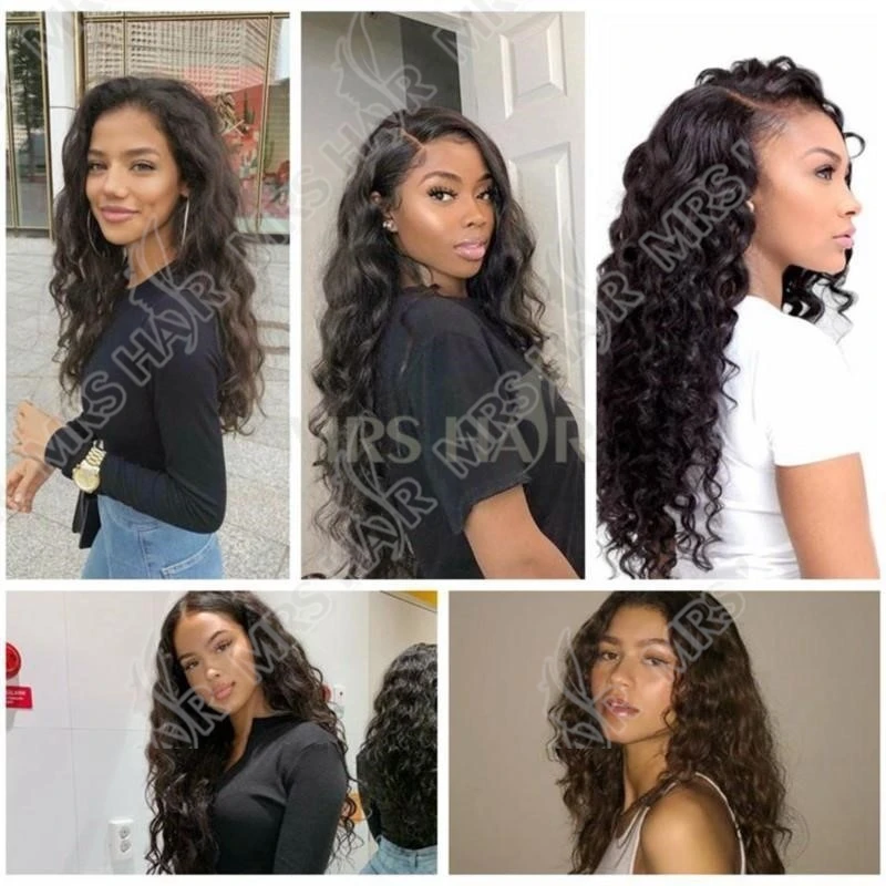 Nastro a onde profonde nelle estensioni dei capelli umani Nastro riccio profondo nelle estensioni dei capelli Trama della pelle delle ragazze nere Estensioni dei capelli naturali Remy