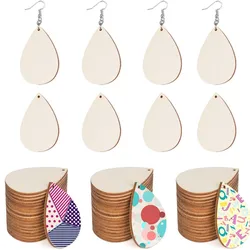 20Pcs Teardrop Shape Unfinished Wooden With Pieces Slice Hole Pendant For DIY Women Girls Earring Jewelry Supplies Accessories