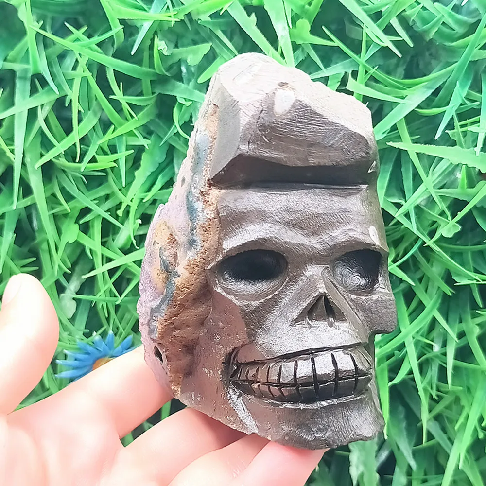 Natural quartz crystal Tiger's eye Feldspar Carving Skull Wheel Decorative item for home Use as a piece of furniture Healing