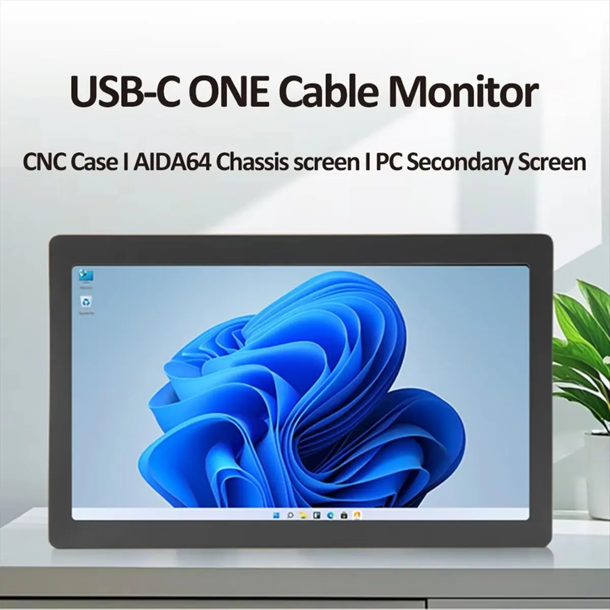 A99X 7 Inch IPS Type-C Secondary Screen Dynamic 1024x600 LCD Display CPU GPU RAM Monitoring Support Vertical Freely