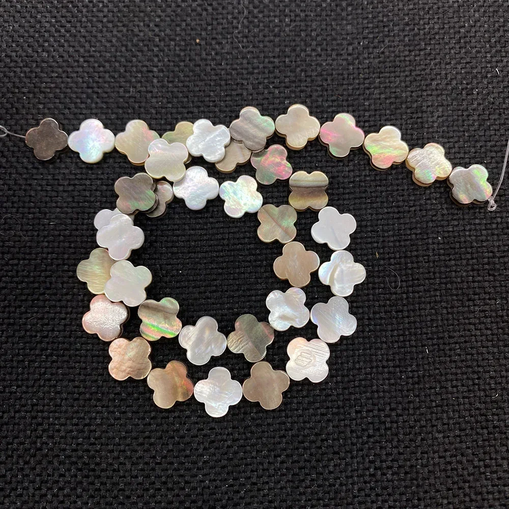 High Quality Natural Shell Loose Beads Strand Black Color Flower Shape Clover DIY for Making Bracelets Earrings Necklace