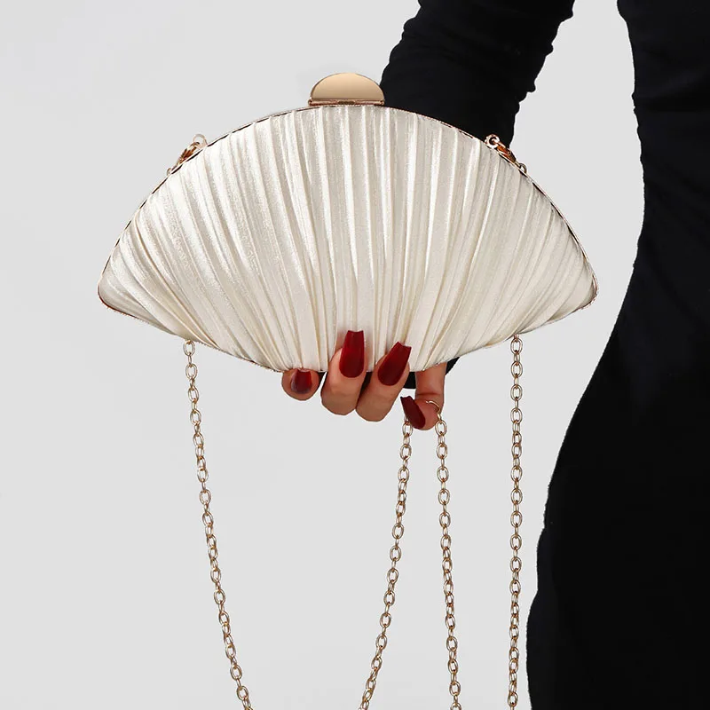 

Fashion Temperament Shell Shoulder Bag New Trendy White Seashell Evening Bags For Women Banquet Party Clutch Handbag Femme