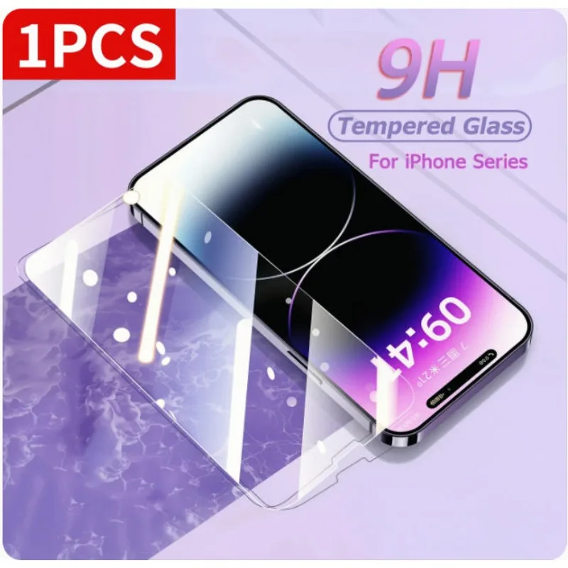 1 Peça Película Protetora de Tela de Vidro Temperado para iPhone 15 14 13 12 11 16 17 Pro Max X XS Max XR 8 7 Plus 16e 17Air 14 15 16 Plus