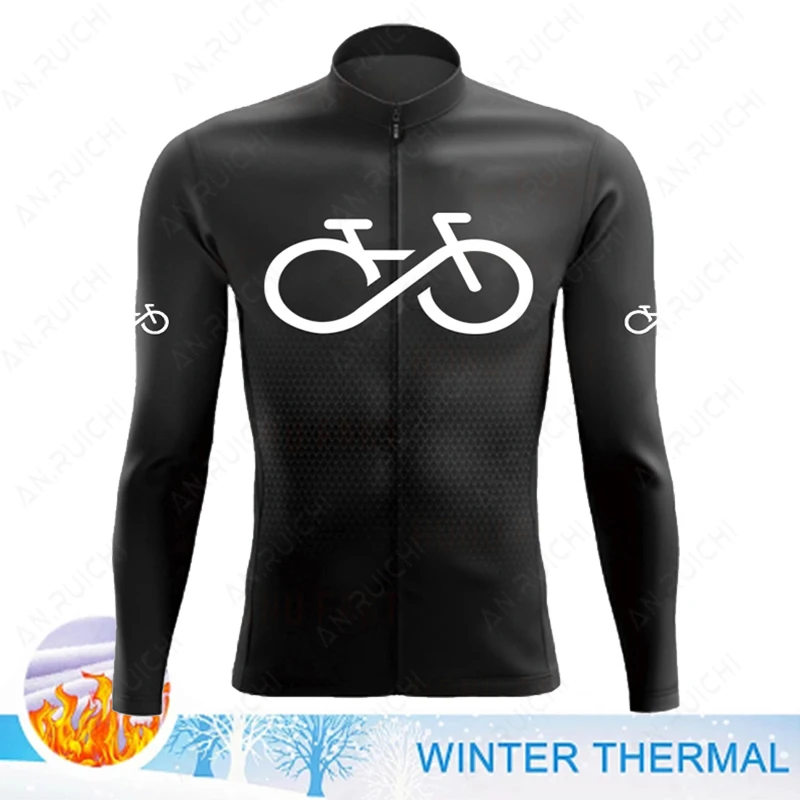 2023 Winter Long Jacket Thermal Fleece Man Cycling Jersey Clothing Mountain Outdoor Triathlon Wear Warm Bicycle Clothing Uniform