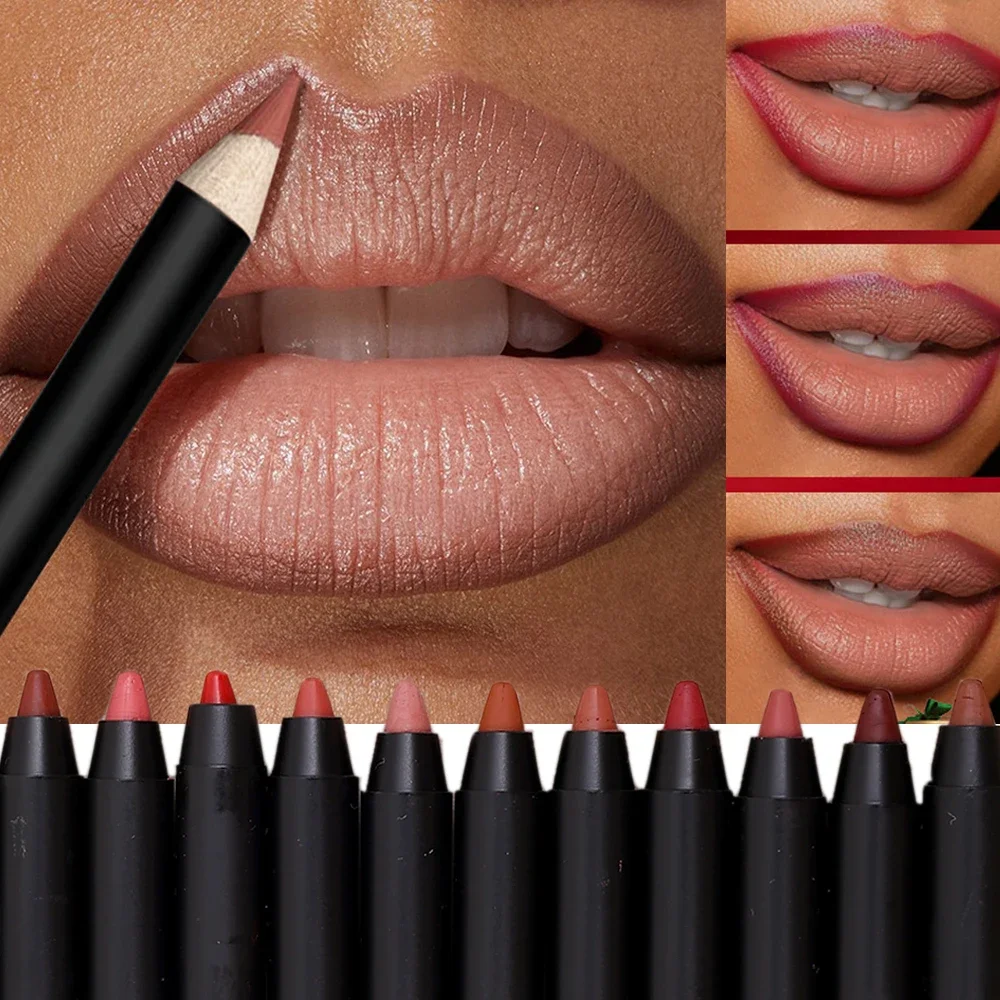 Nude Brown Lip Liner Pencil Moisturizing Matte Lipstick Pen Waterproof Lipliner Long Lasting Non-stick Cup Lipstick Lips Makeup