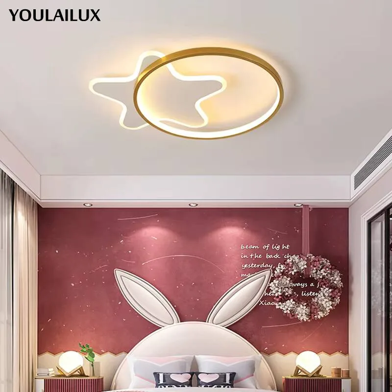 Simple Children's Room Lamp Ceiling Lamp Modern Star Moon Warm Boy and Girl Eye Protection Study Bedroom Lamp