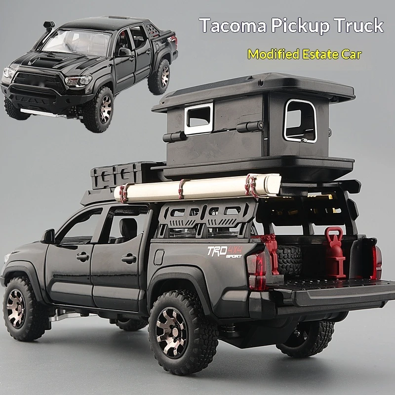 

Cool Boys Diecast Model Car Tacoma 4x4 Modified Offroad Alloy Pickup Truck With Light Sound Pull Back For Collection Display