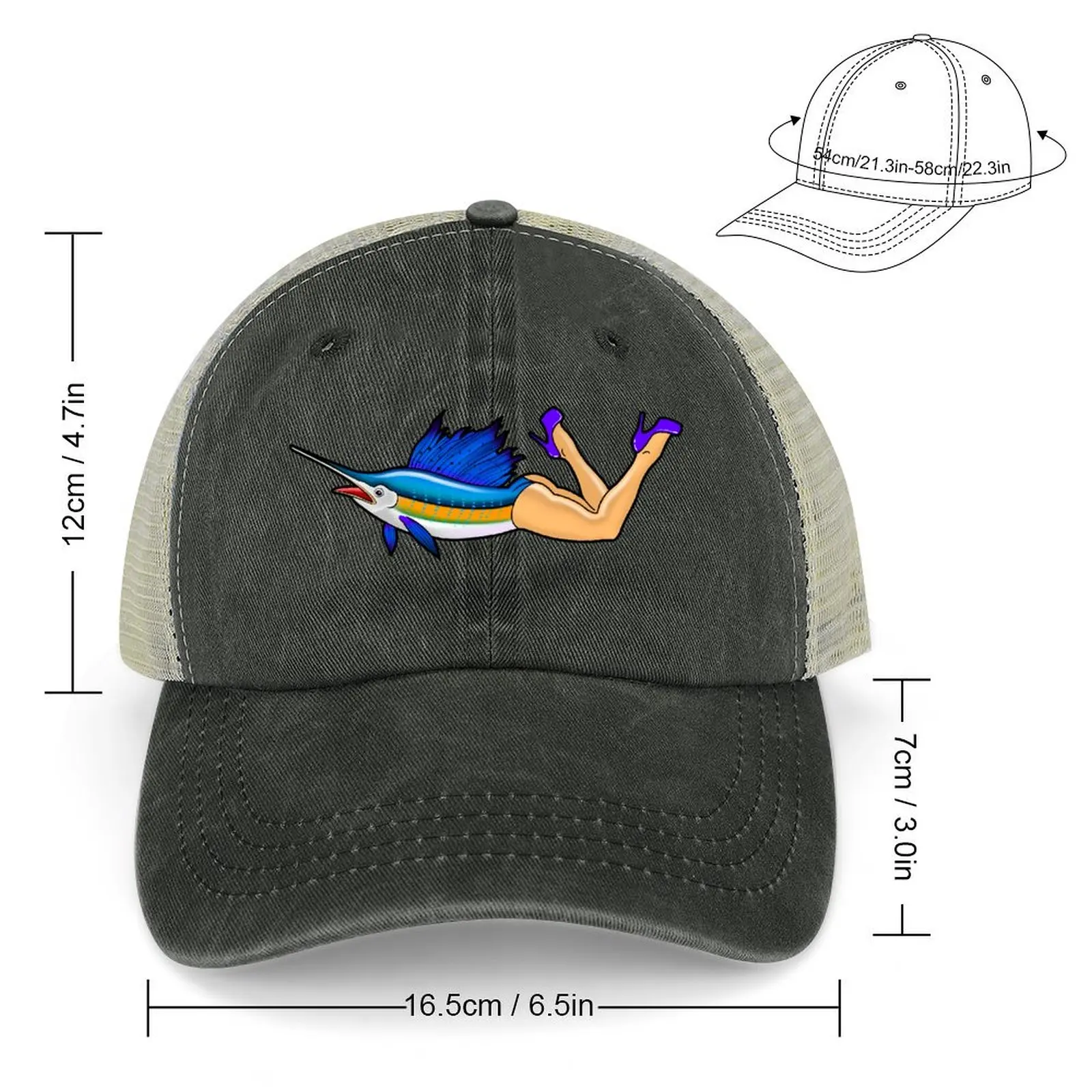 Sailfish reverse mermaid Cowboy Hat Hat Baseball Cap Anime tea Hat Luxury Brand Men's Baseball Women's