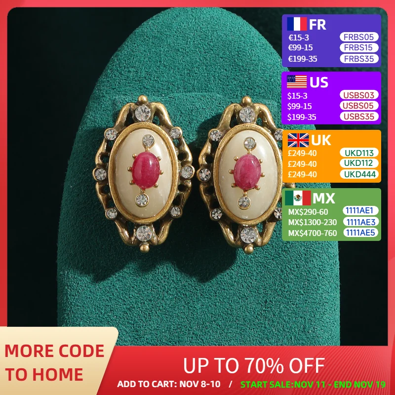 

Винтажные классические серьги с цветами, розовый камень, капающее масло, конские глаза, антикварные украшения для женщин, роскошные корейские модные украшения золотого цвета