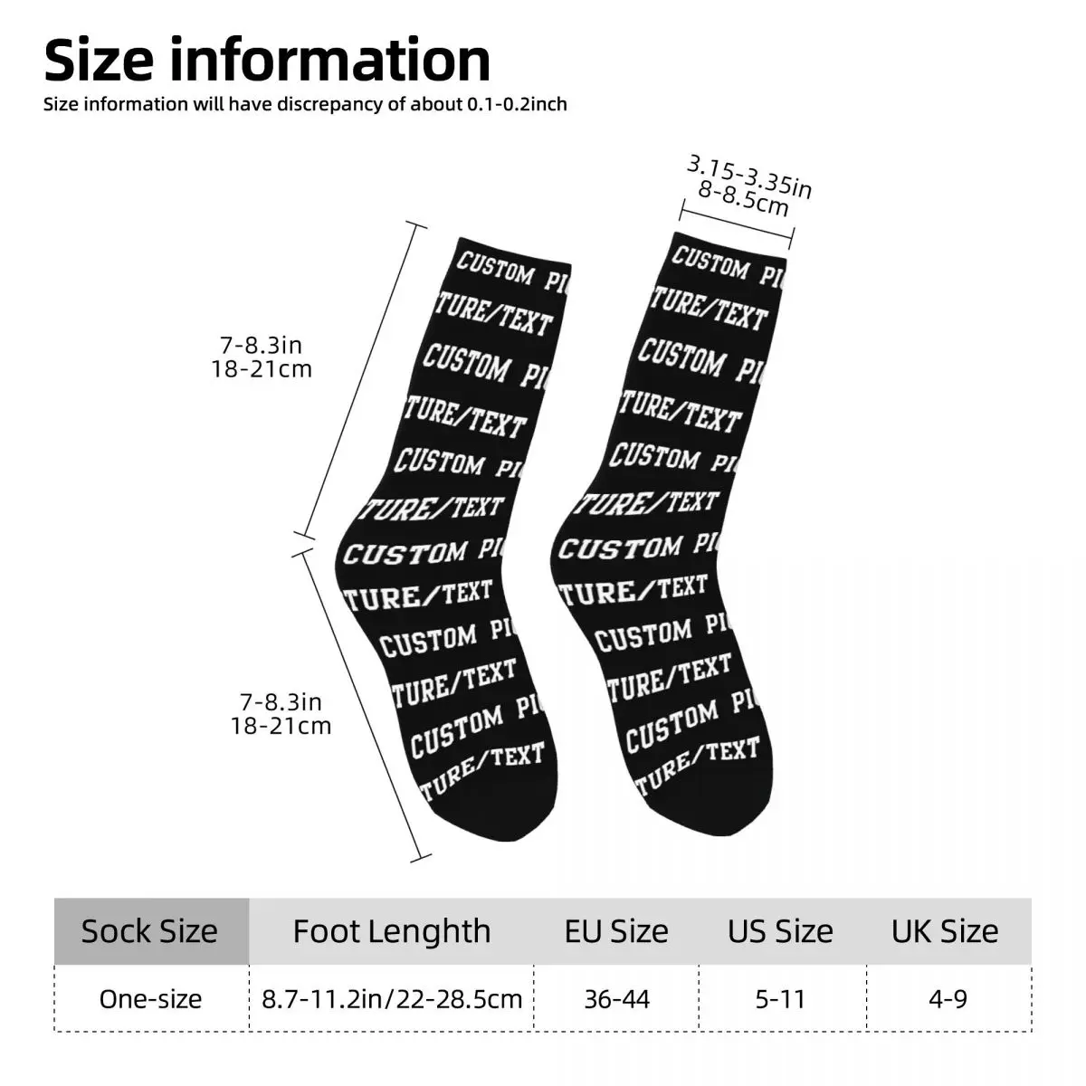 Unisex Personalized Logo Text Name Outfits Socks Custom Photo Picture Breathable Socks Cute For Casual Wear
