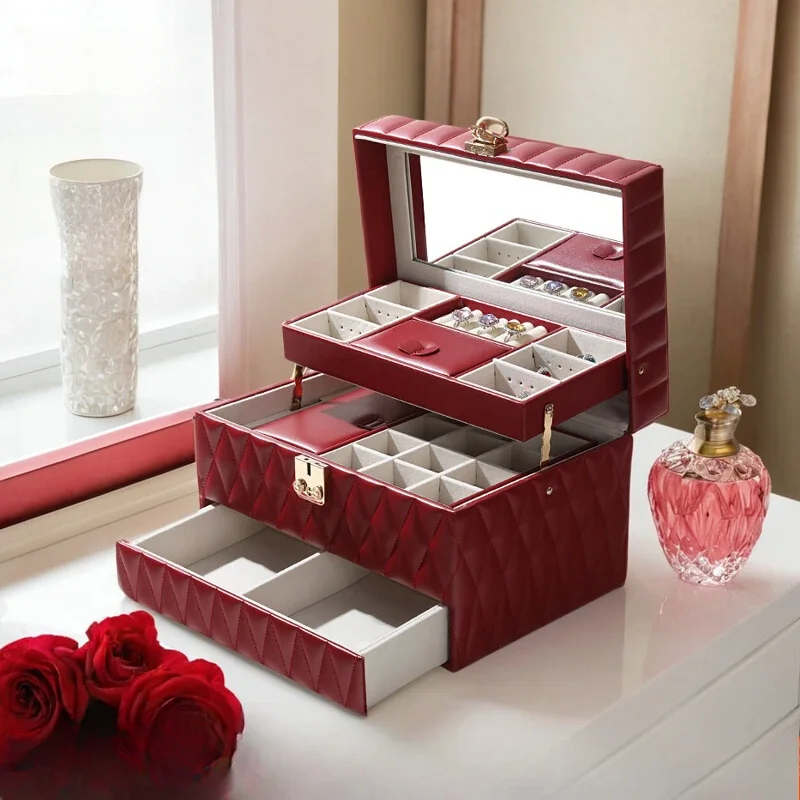 Jewelry Storage Box High end Exquisite Large Capacity Jewelry Box Gold Ring Necklace Hand Jewelry Storage Box