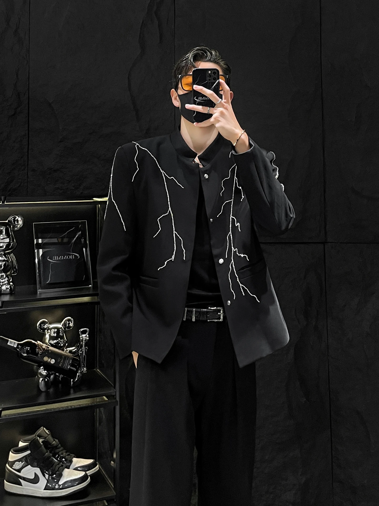 

Мужской костюм HOMME с бриллиантами, модный китайский повседневный стиль, свободный крой, длинный рукав