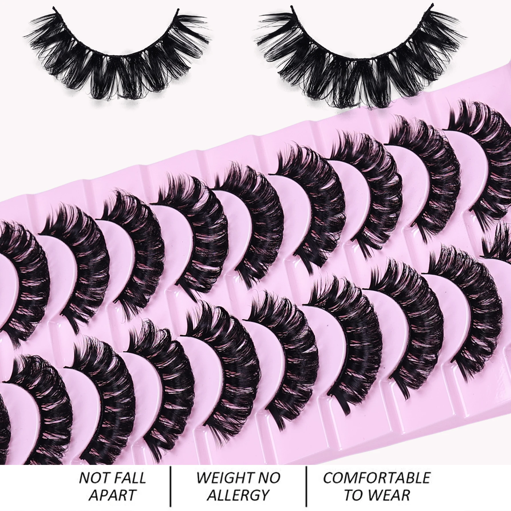 10 Pairs Russian Strip Lashes DD Curl Lashes 3D Eyelashes Reusable Fluffy False Lashes Russian Extensions