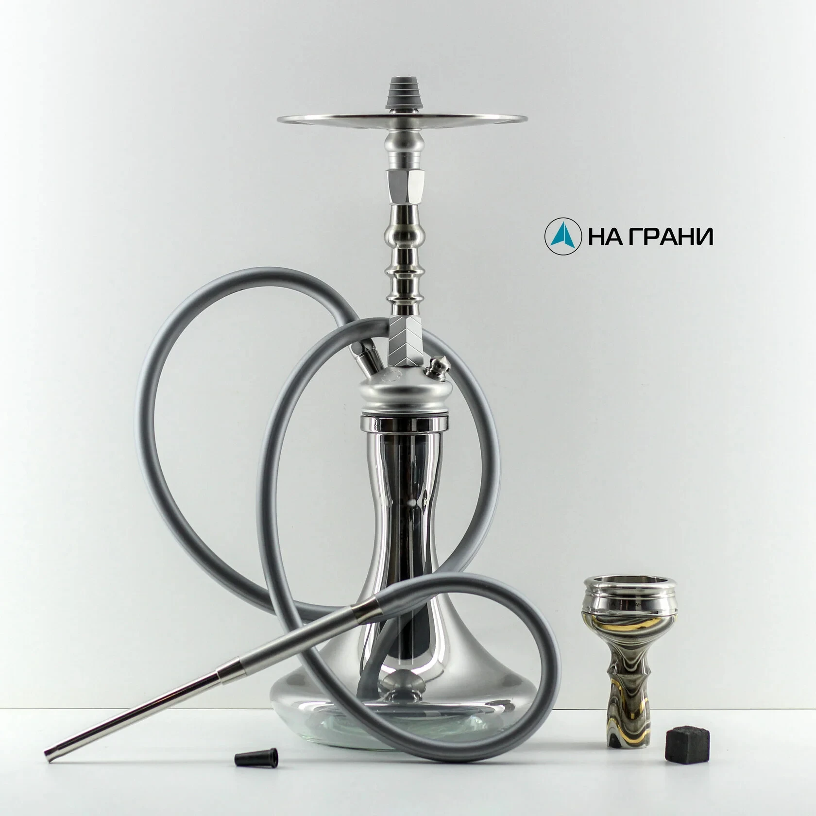 HookahPlace Old School Hookah Shisha Set 304 Stainless Steel Single Tube with Glass Bottle
