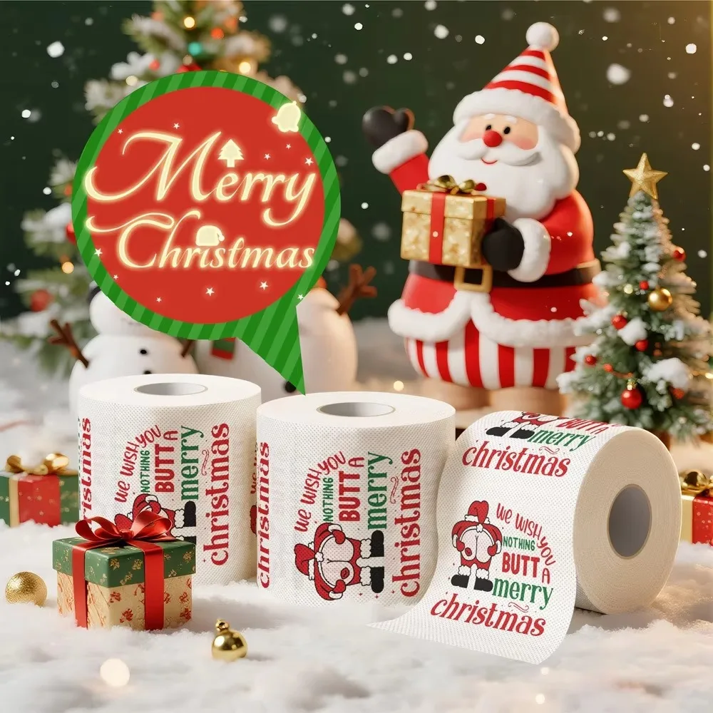 Christmas Disposable Napkins Santa Claus Toilet Paper New Year Tissue Roll 2 Layers Xmas Supplies for Home Bathroom Decoration
