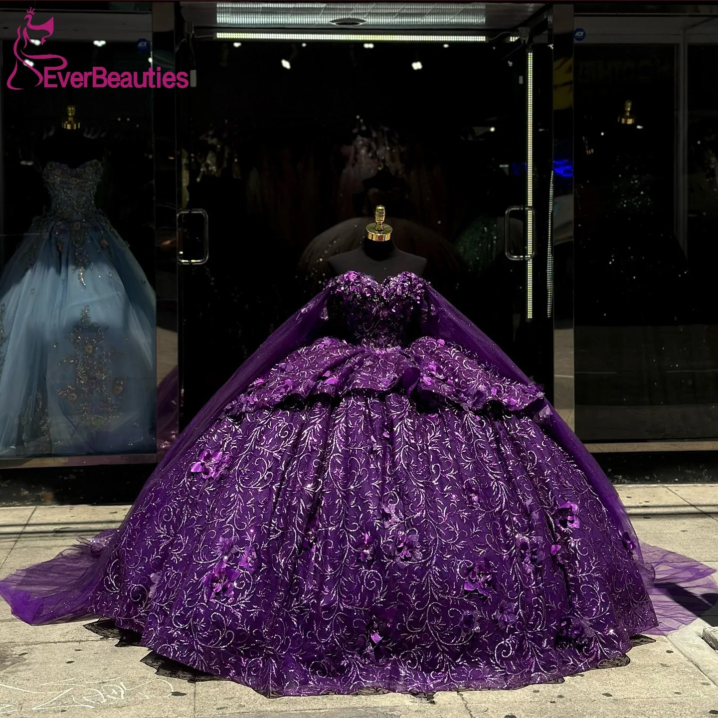 

Платье Quinceanera Vestidos De 15, бальное платье с открытыми плечами для выпускного вечера, тюлевое кружевное вечернее платье с 3D цветами