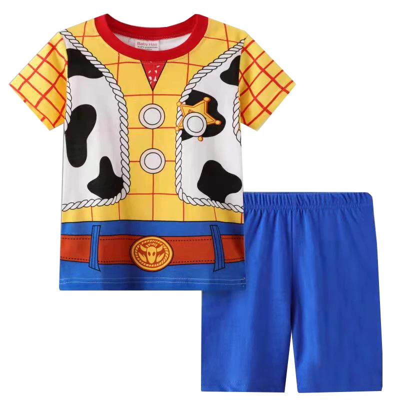 Summer Boys Nighty Buzz Lightyear Cartoon Nightgown Costume Boys Cute Set Baby Toddler Short Sleeve Pajamas Sets Home Wear