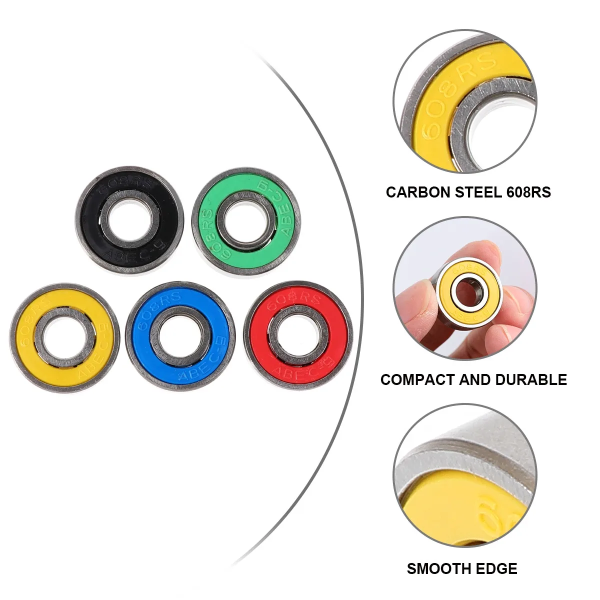 

50Pcs High Performance Sliding Bearings Carbon Steel Rubber Sealed for Skates Scooter Skateboard Roller Inline Skates Bearing