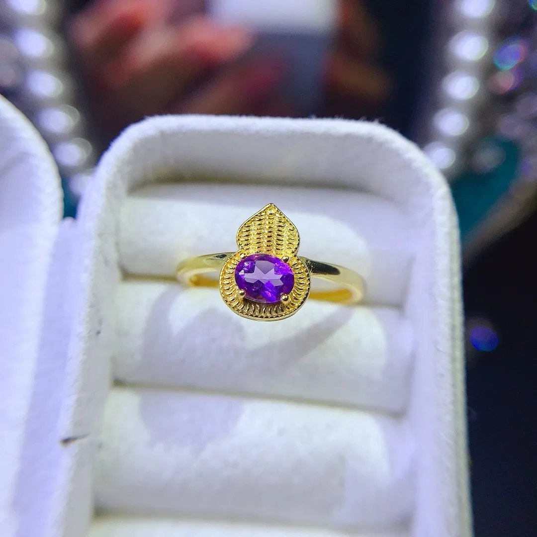 

Дизайнерский дизайн, роскошное кольцо из стерлингового серебра S925, ювелирное изделие из натурального аметиста, подарок, женские ювелирные изделия, мода