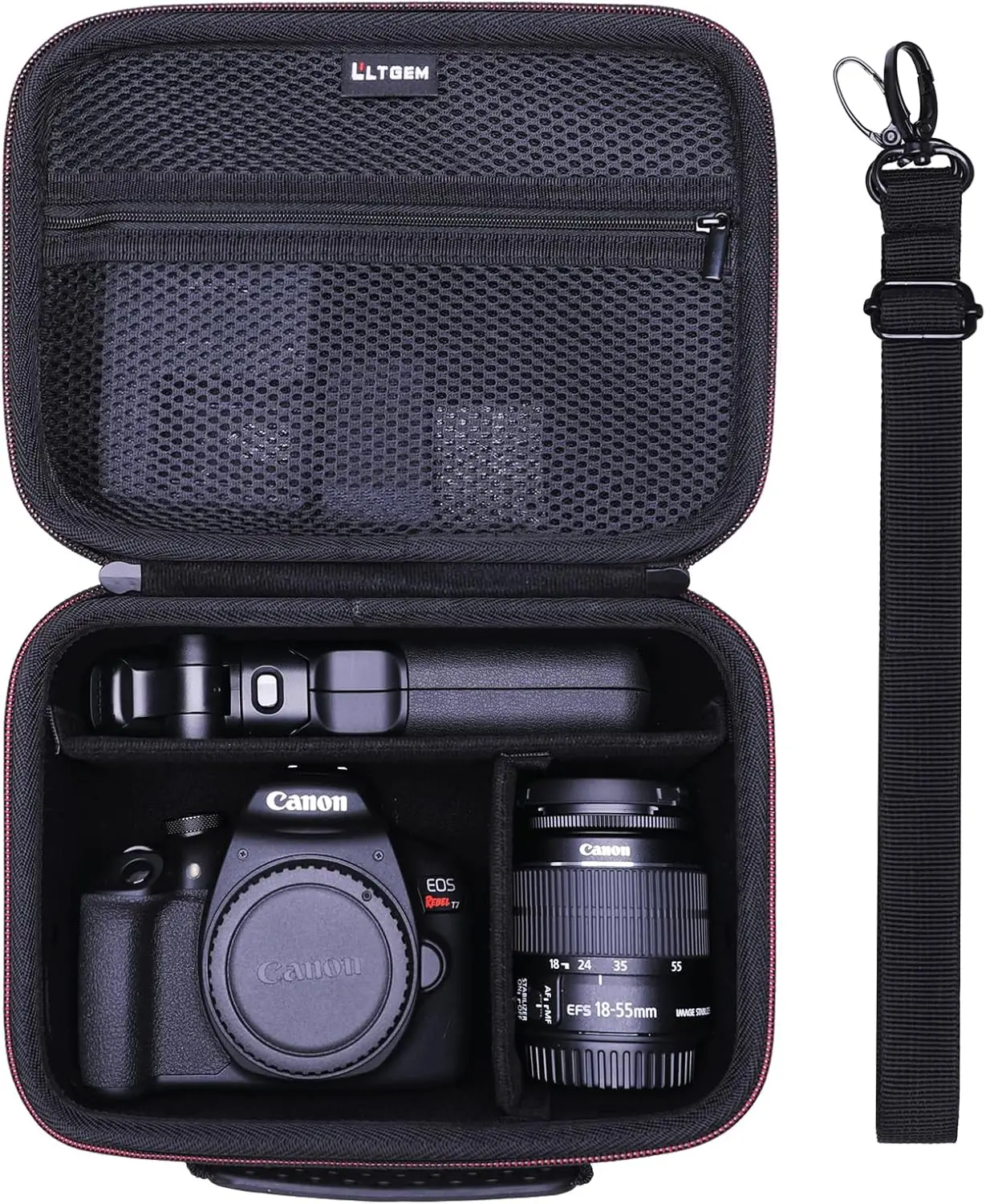 

Camera Case Compatible Camera, Lens and Tripod with 4 Dividers and Shoulder Strap, Black