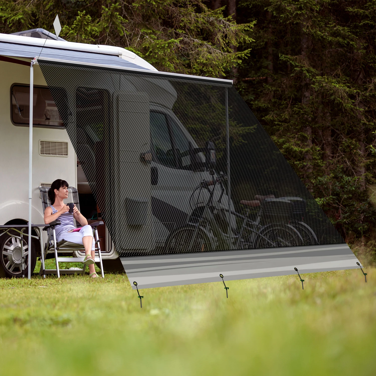 

Soleflex E1 Black Mesh RV Screen Awning Sunshade Complete Kits