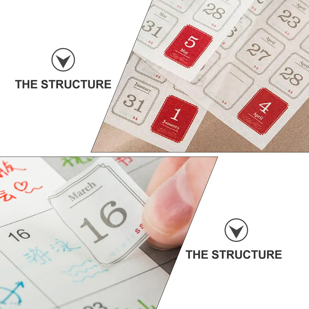 

2pcs Daily Calendar Planner Stickers Page Tabs Sticker Notebook Label Reminder Self Adhesive Tabs Monthly Planner For Adults