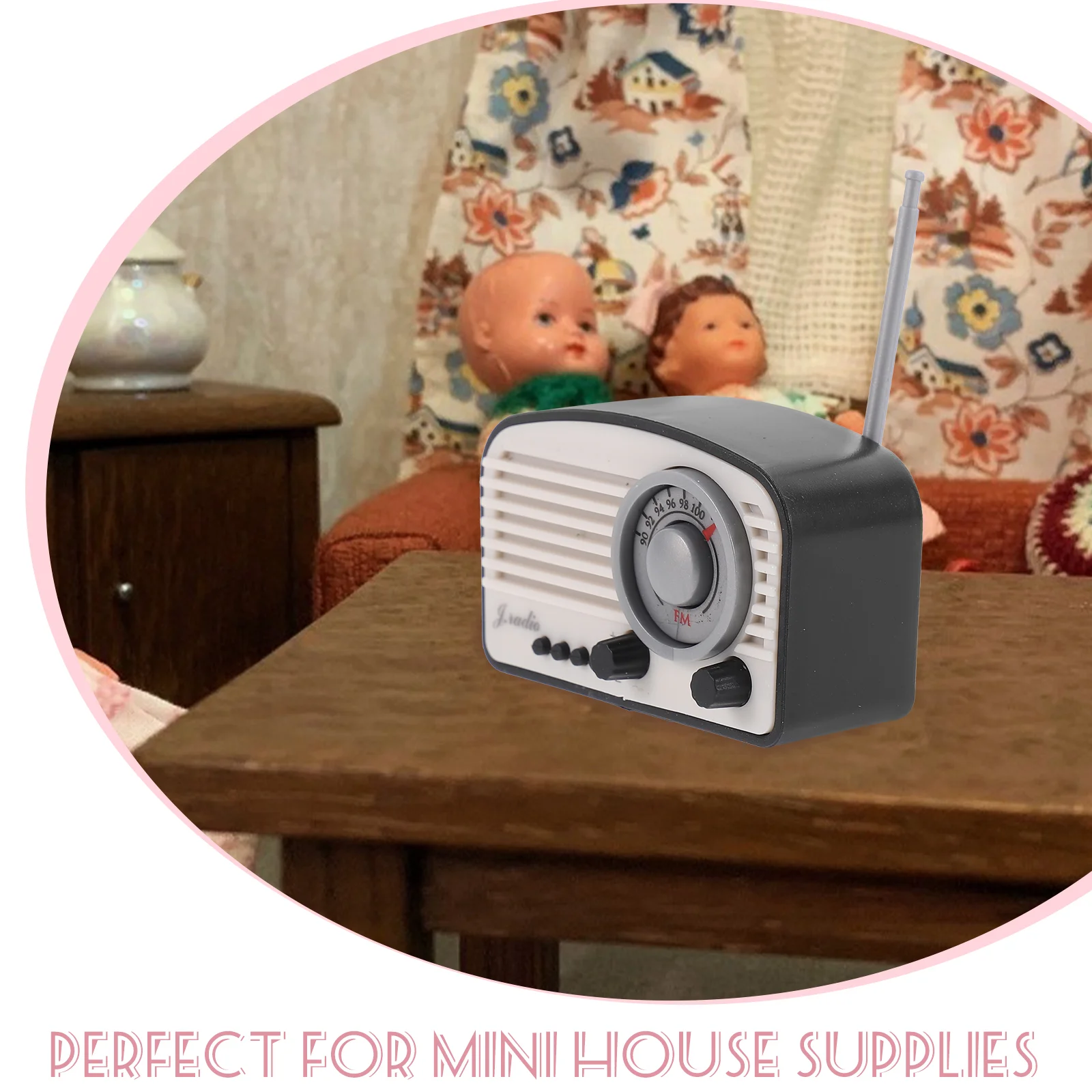 Dollhouse Mini Retro Radio Simulation Model (Black) 1pc Vintage Miniature Models Crafts