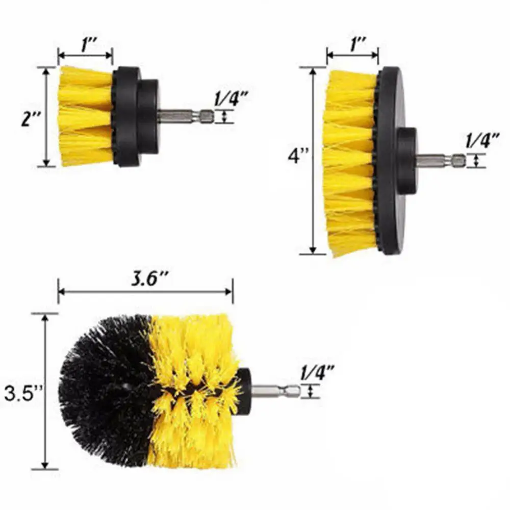 3Pcs/1Pc Electric Power Scrubber Electric Drill Brush Kit Tile Floor Glass Cleaning Tool For Carpet Glass Car Tires Nylon Brush