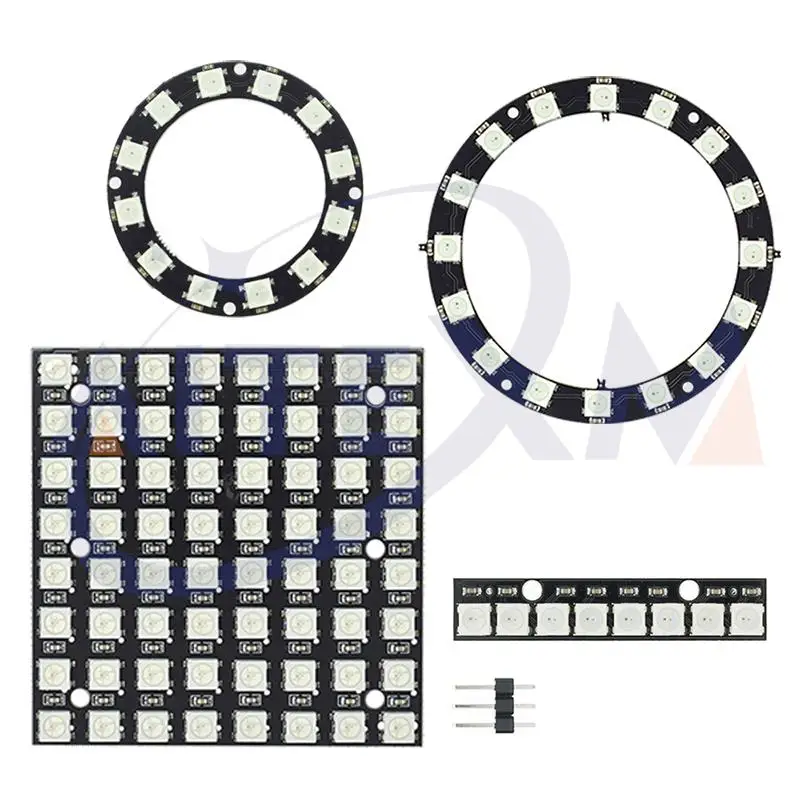 Módulo WS2812 de 8 bits/12 bits/16 bits/64 bits LED 5050 RGB LED luces de conducción integradas a todo color tablero de anillo LED redondo electrónico DIY
