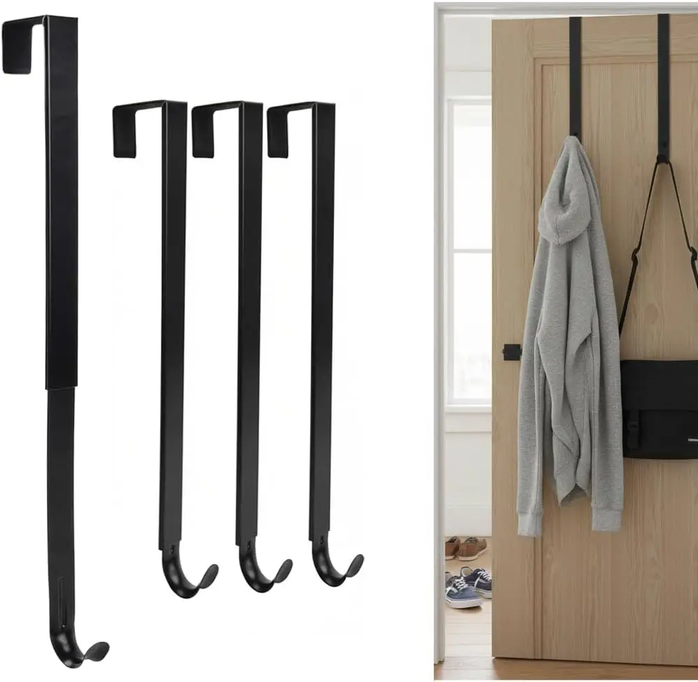 

Крючки для дверей с амортизирующими накладками, 4 шт., регулируемые, сверхпрочные, длинные дверные крючки для