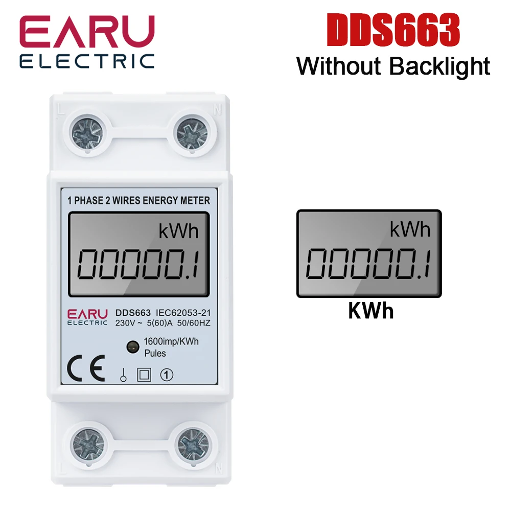 EARU AC 110V 230V Einphasiger Digitaler Energiezähler mit Nullstellungsfunktion kWh Spannung Strom Stromverbrauchszähler Elektrisches Wattmeter