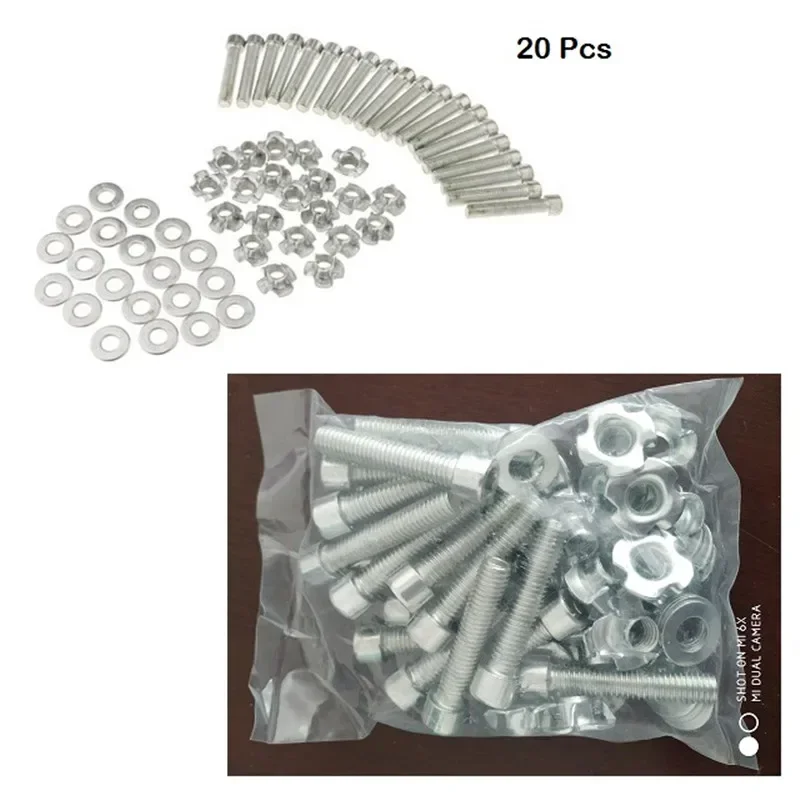 20Pcs Rock Climbing Wall Fixing Hardware Set Bolt Nut Screws Wrench Combination Climbing Rock Mounting Accessories for Wood Wall
