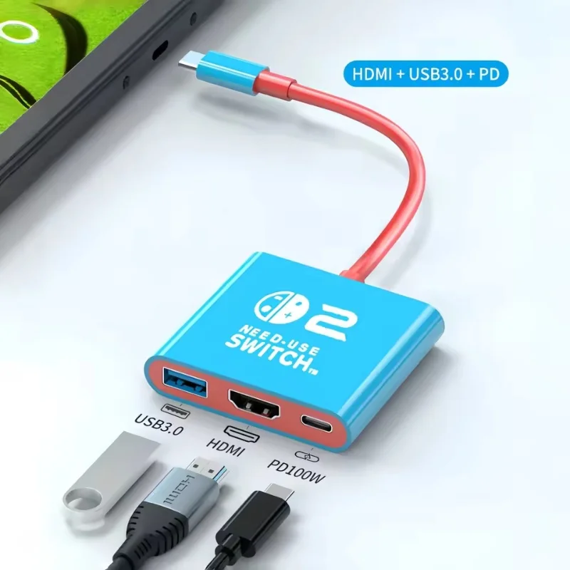 

Docking Station for Nintendo Switch 2,4K 60Hz TYPE-C Hub with HDMI and USB-C 3.0 PD100W Charge Perfect for Switch 2/Switch/OLED